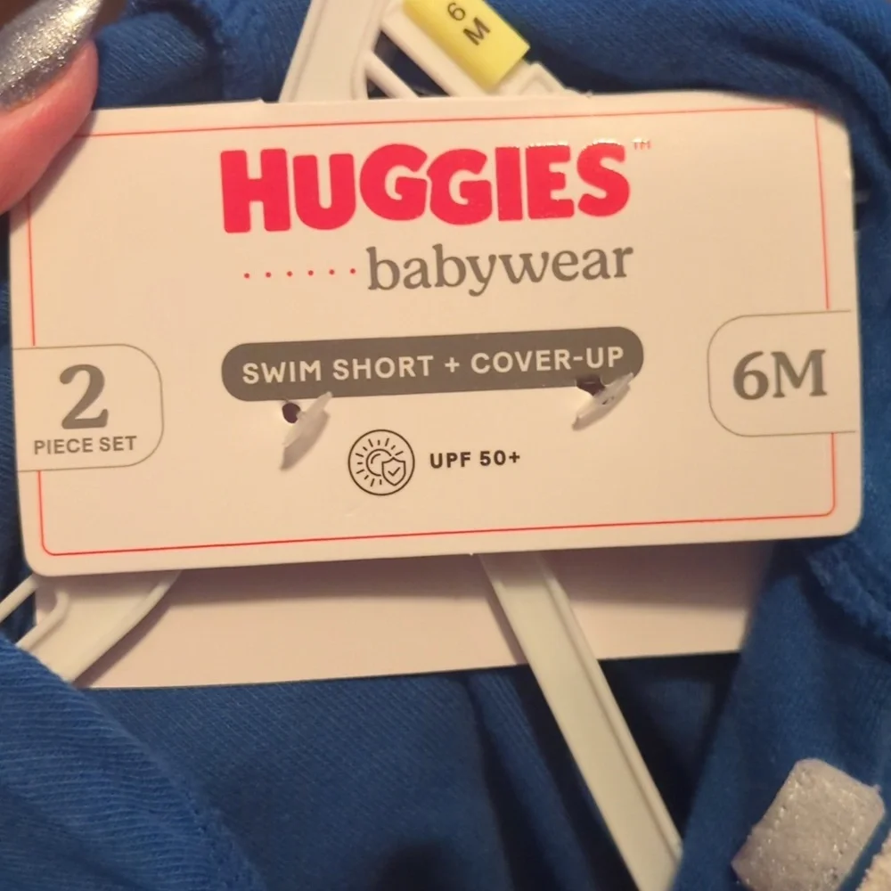 HUGGIES Babywear Hooded Swim Shirt and Shorts Set 9M NWT
